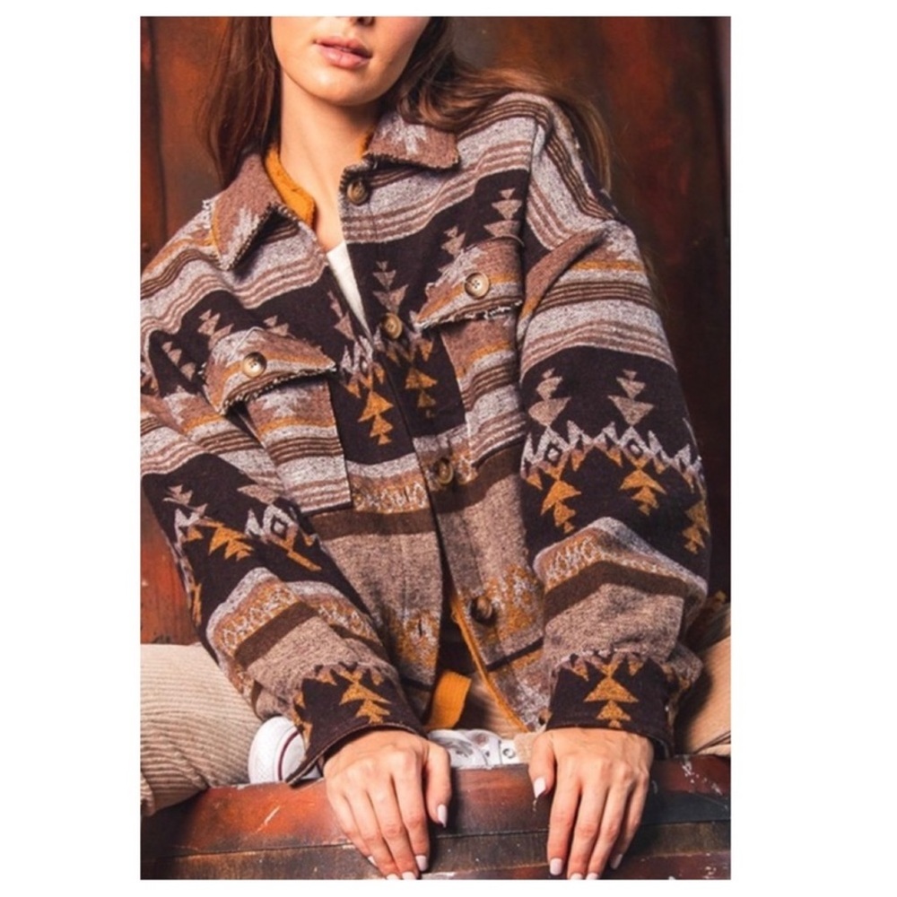 Oversized Aztec print shacket